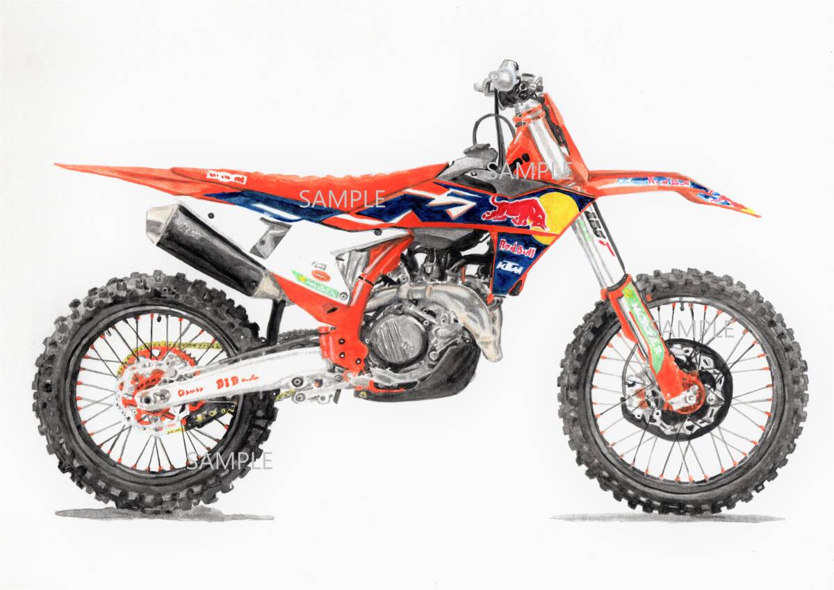 A4プリントです KTM MX459 AMAスーパークロス 水彩画 バイクイラスト 拍卖