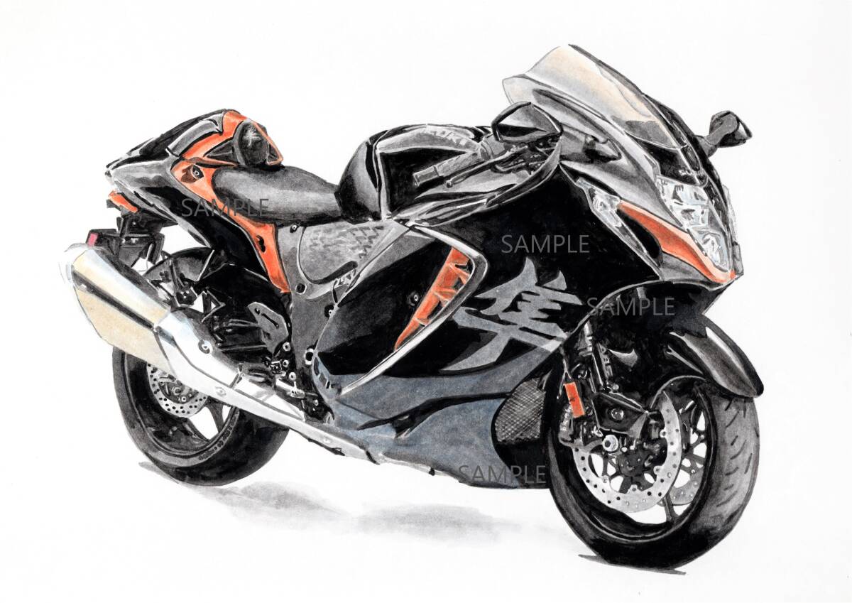 A4プリントです スズキ 隼 HAYABUSA 水彩画 バイクイラスト 拍卖