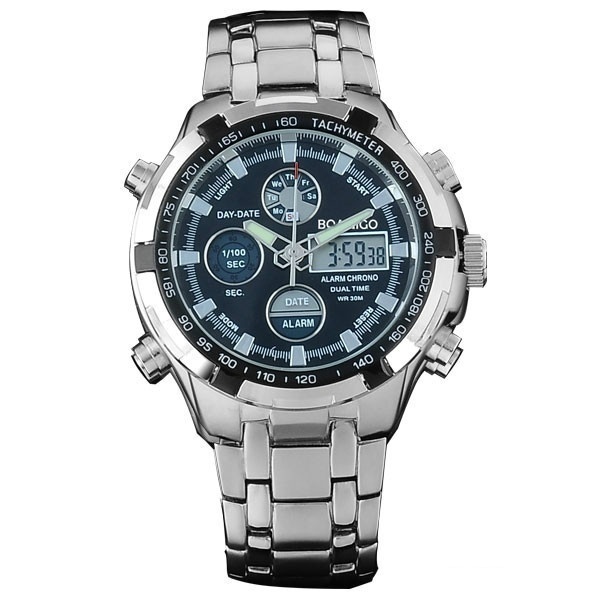 BOAMICO アナデジハイブリット 多機能時計 デジタルカレンダー ストップウォッチ LED照明 日本未販売の為入手困難拍卖