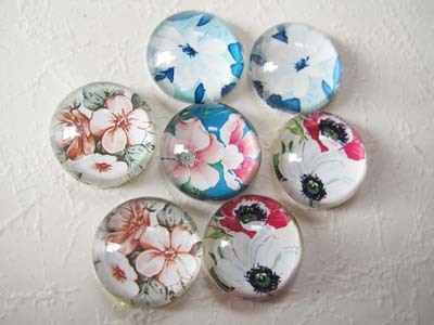 グラスカボション ミニラウンド フラワー セット拍卖