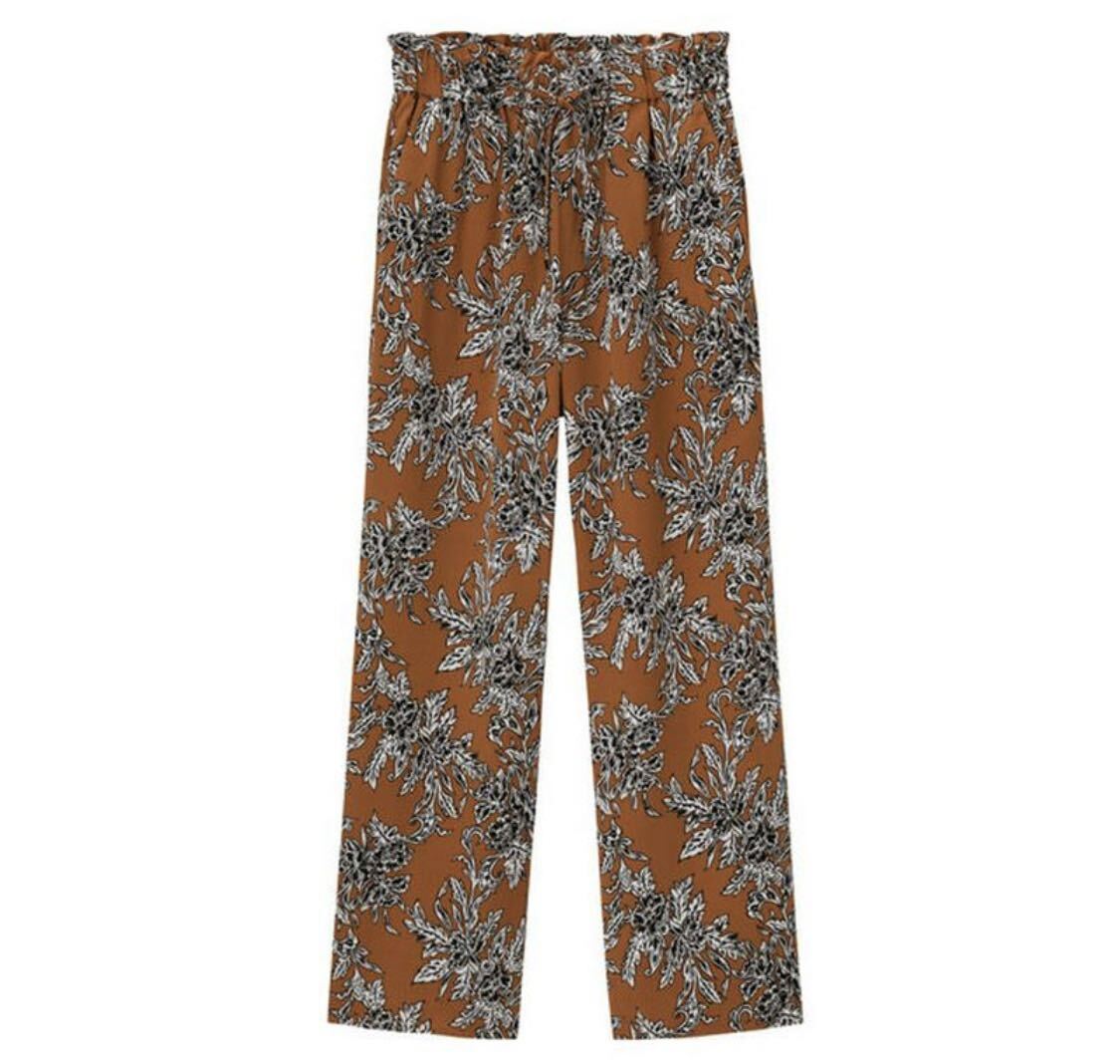 美品 ジーユー GU フラワープリントストレートパンツ拍卖