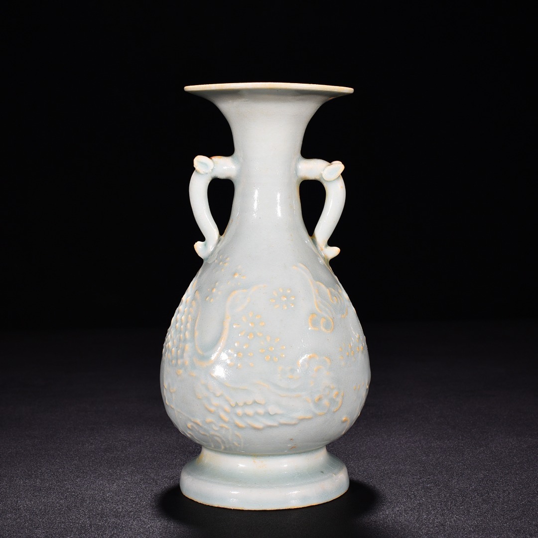 宋湖田窯 影青 大雁双耳瓶 唐物 陶磁器 中国美術 工芸品 HB923拍卖