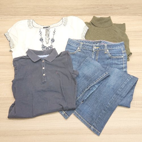 ◇ 《 TOMMY HILFIGER まとめ売り4点セット サイズM デニムパンツ ポロシャツ ニット カットソー レディース 》 E拍卖