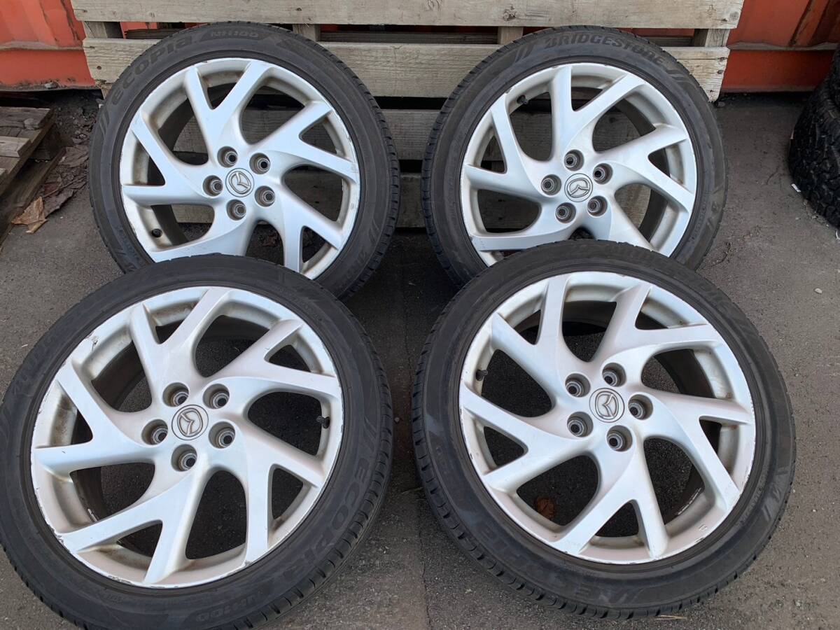 Y1077 225/45R18 95W BRIDGESTONE ブリジストン 2020年 PCD114.3 5H 7.5J ET60 MAZDA マツダ 4本セット拍卖
