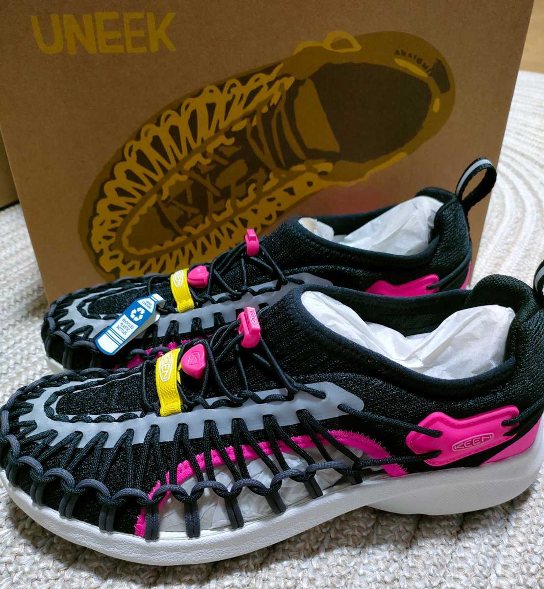 新品 定価14850 KEEN UNEEK SNK 25cm US8 ブラック ピンク 黒 キーン ユニーク レディース アウトドア 水陸両用拍卖