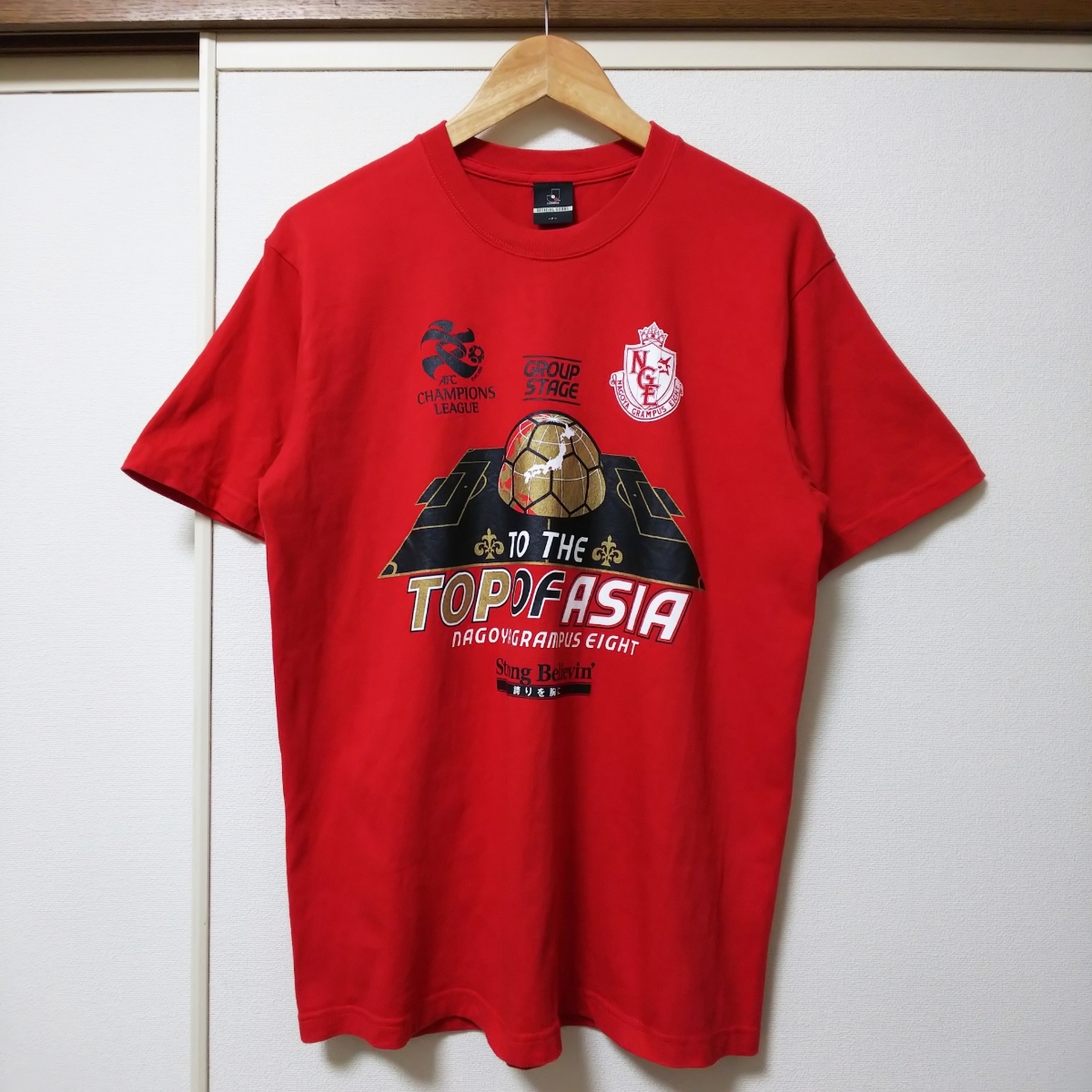 【Jリーグ】名古屋グランパスエイト 「TO THE TOP OF ASIA」 半袖Tシャツ Fサイズ レッド拍卖