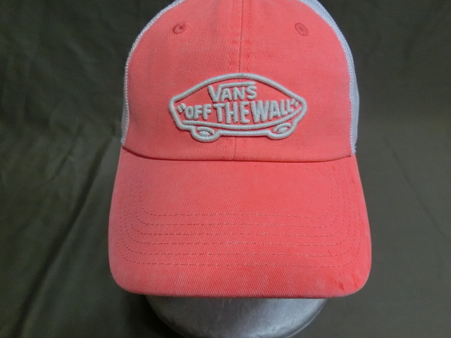 USA購入 アメカジ バンズ【VANS】【OFF THE WALL】スケボー ロゴ刺繍付 メッシュCAP ホワイト x オレンジ拍卖
