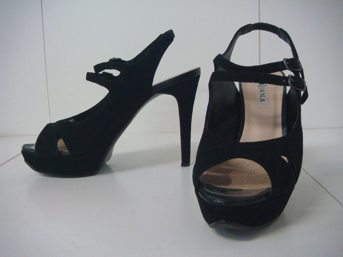 IT/L29AI-DA1 DIANA ハイヒール パンプス サンダル 24.0cm ブラック スウェード アンクルベルト拍卖