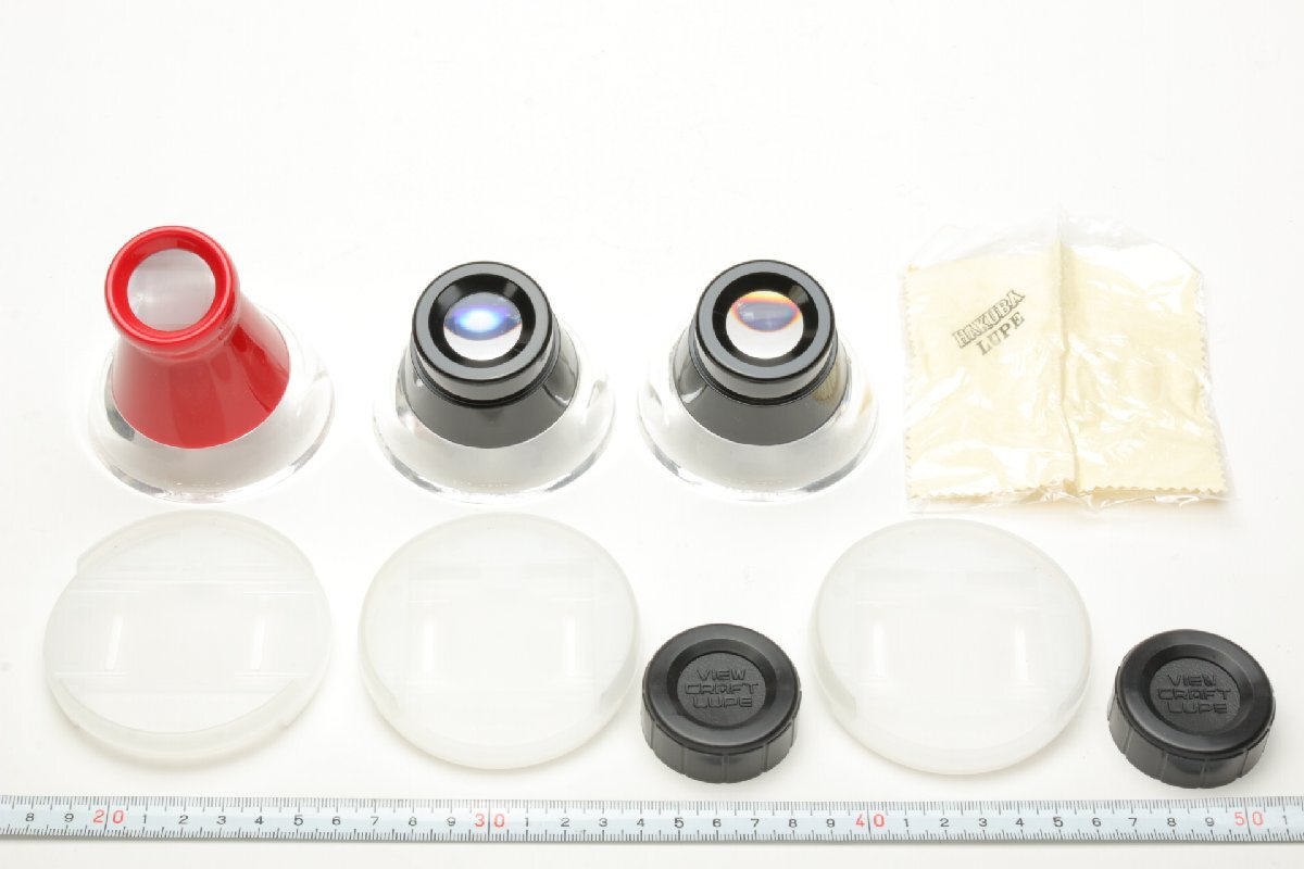 ※【新品長期保管品】 ネガチェック スライドチェック 確認用 目盛付 3個 TS ルーペ 赤 黒 ネガ用アダプター 清掃クリーナー付 c0387拍卖