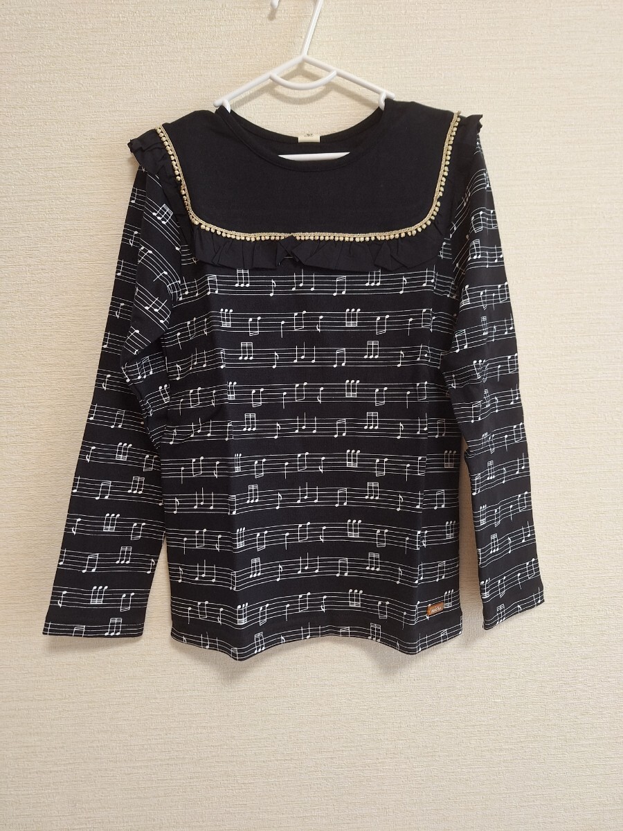 送料無料 ドルチーナ 長袖Tシャツ ブラック 音符柄 130cm 新品 キムラタン拍卖