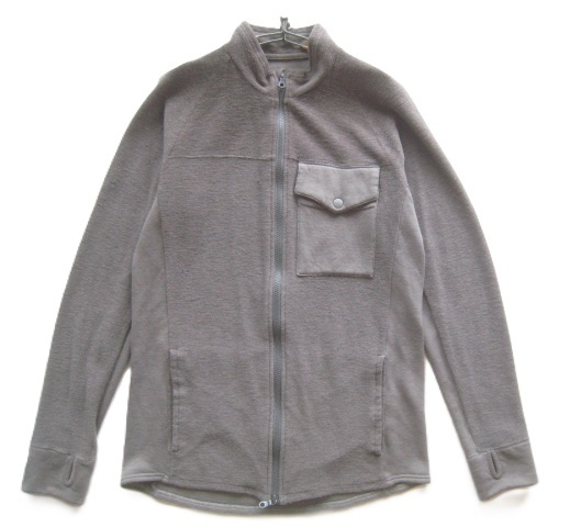 美品日本製!!ホールアース Whole Earth*立ち襟ウールパイル地ダブルジップジャケット L 濃灰 ダークグレー拍卖