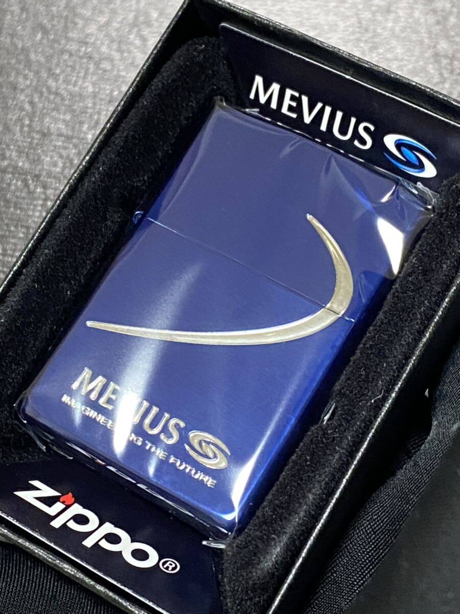 zippo メビウス 限定品 ブルー 希少モデル 2015年製 ④ MEVIUS シルバーインナー 2015年製 ケース 保証書付き拍卖