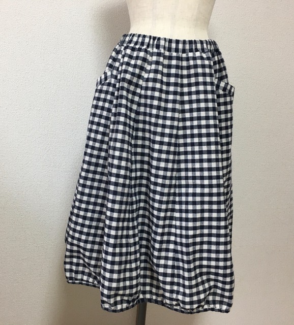 美品★コットン100% ギンガムチェック バルーンスカート F拍卖