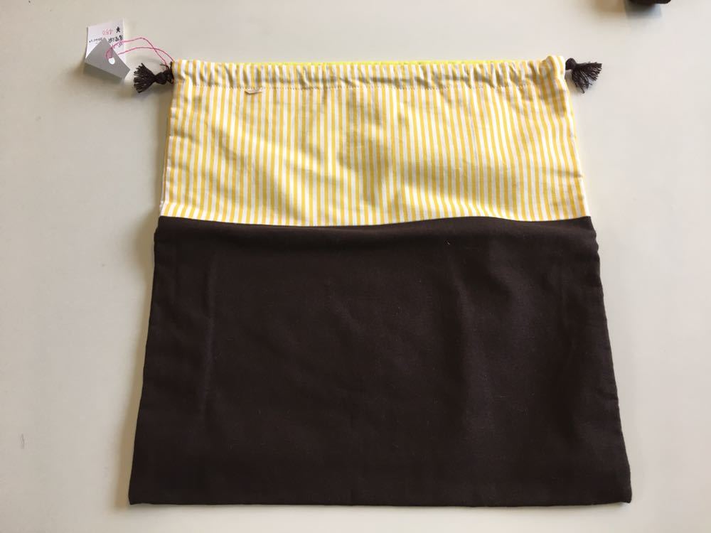 ハンドメイド★着替え袋 イエローストライプ(750)値下げ拍卖