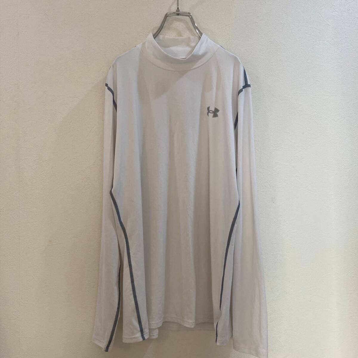 UNDER ARMOUR/アンダーアーマー 長袖 ハイネックスポーツウェア ホワイト 白 メンズ XL拍卖
