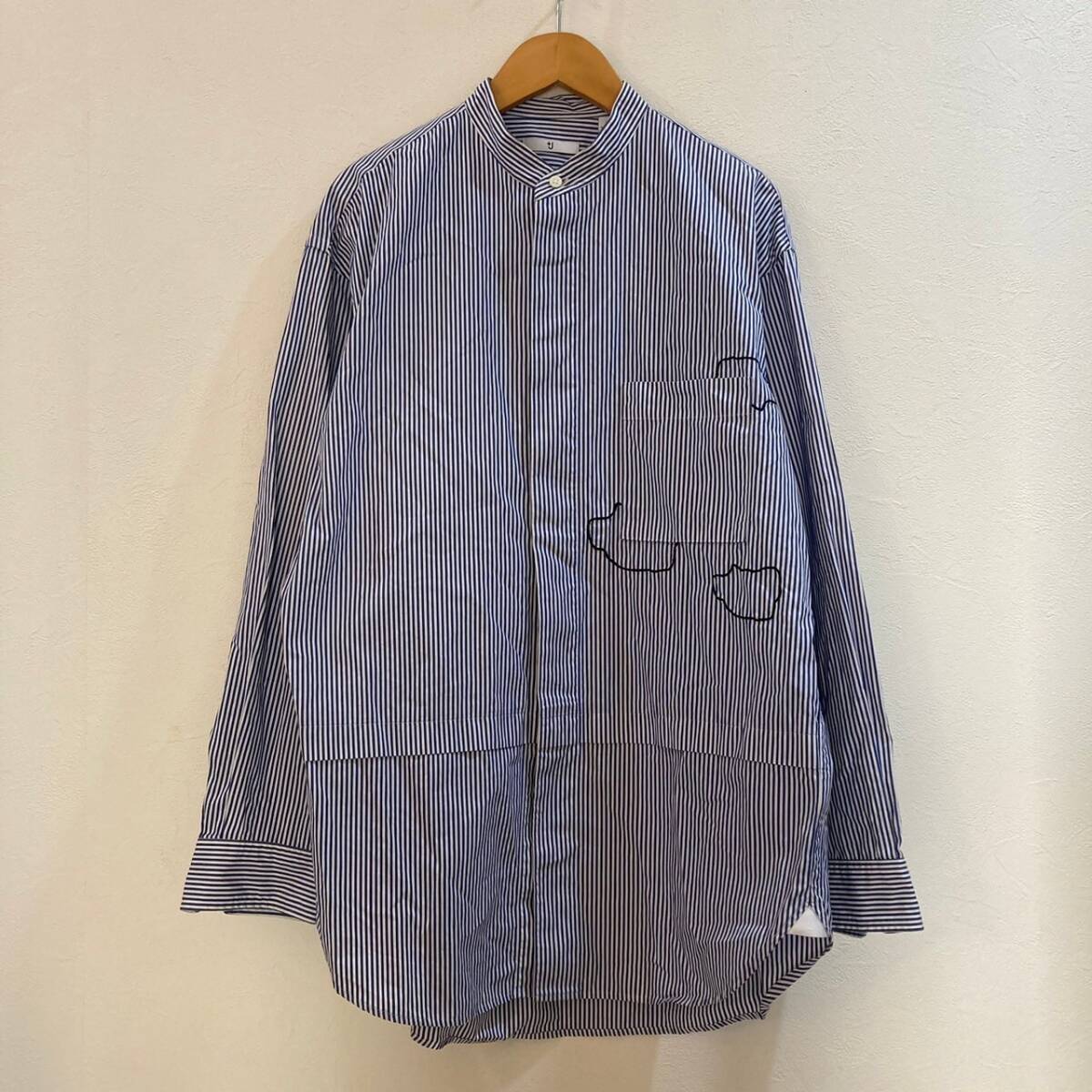 UNIQLO/ユニクロ 長袖 ストライプ柄シャツ ブルー ホワイト メンズ S拍卖