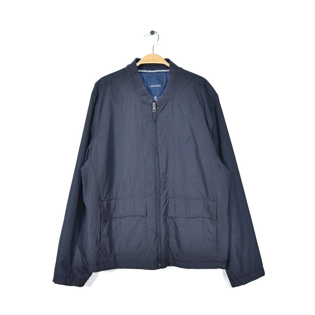 【送料無料】ノーティカ ワンポイントロゴ ナイロンジャケット 黒 ブラック NAUTICA サイズL 古着 @DZ0547拍卖