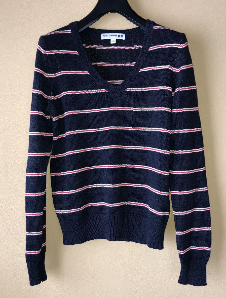 UNIQLO イネス ★Vネック セーター 長袖 ユニクロ リネン 麻 M 美品 ♪拍卖