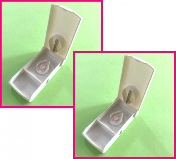 【送料無料:2個】★ピルカッター:薬を半分に 薬 携帯 錠剤カッター 半錠 子ども 持ち運び コンパクト:錠剤★ピルケース付:クラッシャー拍卖