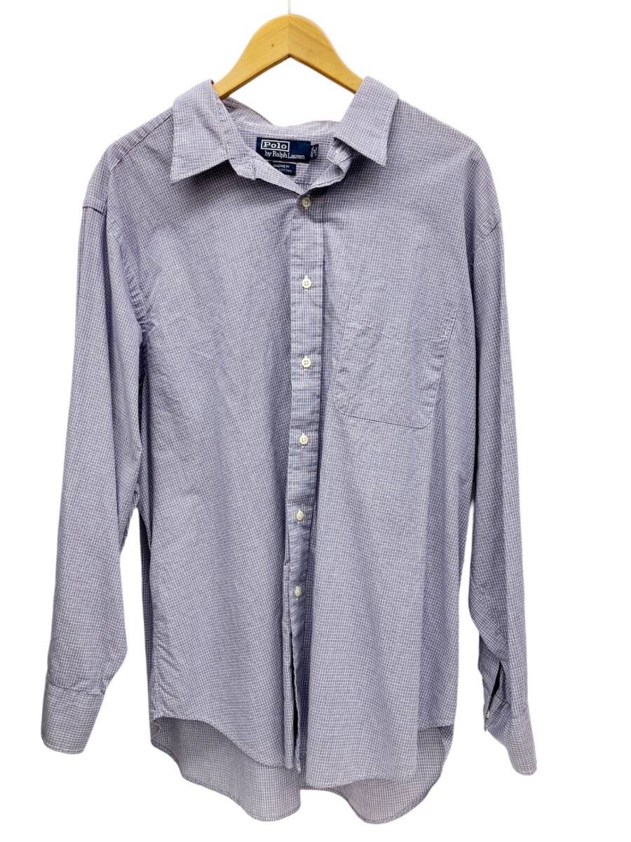 RALPH LAUREN (ラルフローレン) ANDREW チェック 長袖 シャツ コットン 41381 18 34/35 パープル×ブラック メンズ/028拍卖