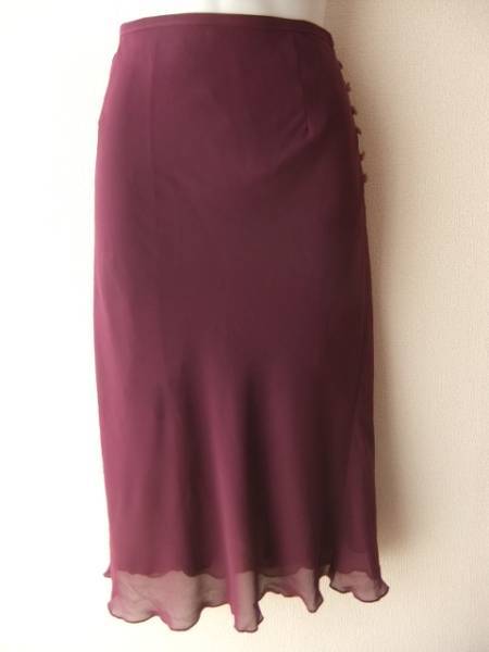 新品レッセパッセ★ワインパープルシフォンスカート拍卖