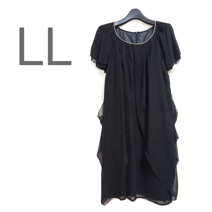 ●新品/フォーマル/ワンピース/黒系/シフォン/LL/ラメ/結婚式/二次会●f8998拍卖