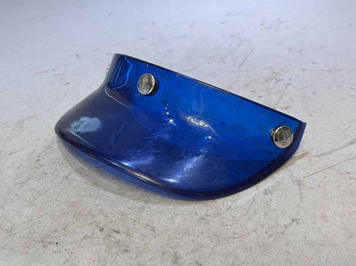 ② 60'S BUCO ビンテージ ヘルメット バイザー クリアブルー 旧車 当時物 純正 ブコ オリジナル アジャスタブル ボタン ハーフ ジェット US拍卖