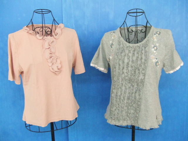 【お買得!】★半袖カットソー2点セット★①PLUSLIBRE/ピンク/サイズM ②Firm Ware/グレー 拍卖