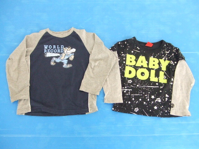 【お買得!】★長袖Tシャツ2点セット★①NIKE/紺×グレー/サイズ120 ②BABY DOLL/黒/サイズ110拍卖