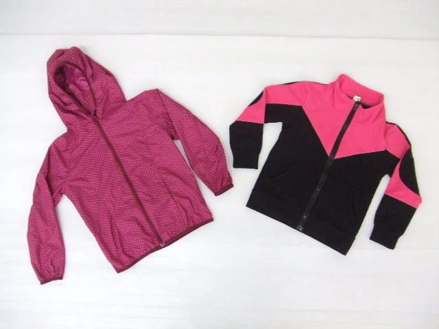【お買得!】★ピンク系アウター120サイズ2点セット★①UNIQLO/ウィンドブレーカー ②ジャージ拍卖