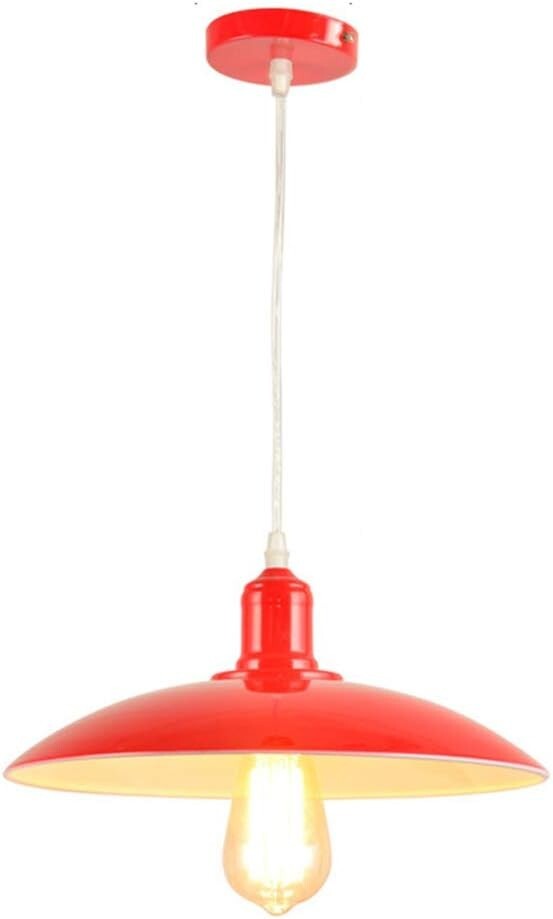 Mayjay E26レトロペンダントライト フィクステッド工業エジソンシンプル ヴィンテージシャンデリア 金属シェードスタイル100V (赤)拍卖