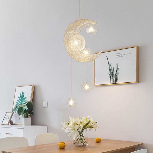 OTD 月のライト LED対応 5灯ペンダントライト 三日月 ムーンライト 工事不要 取付簡単 G4電球付き 天井照明 【通常タイプ ダクトレール式】拍卖