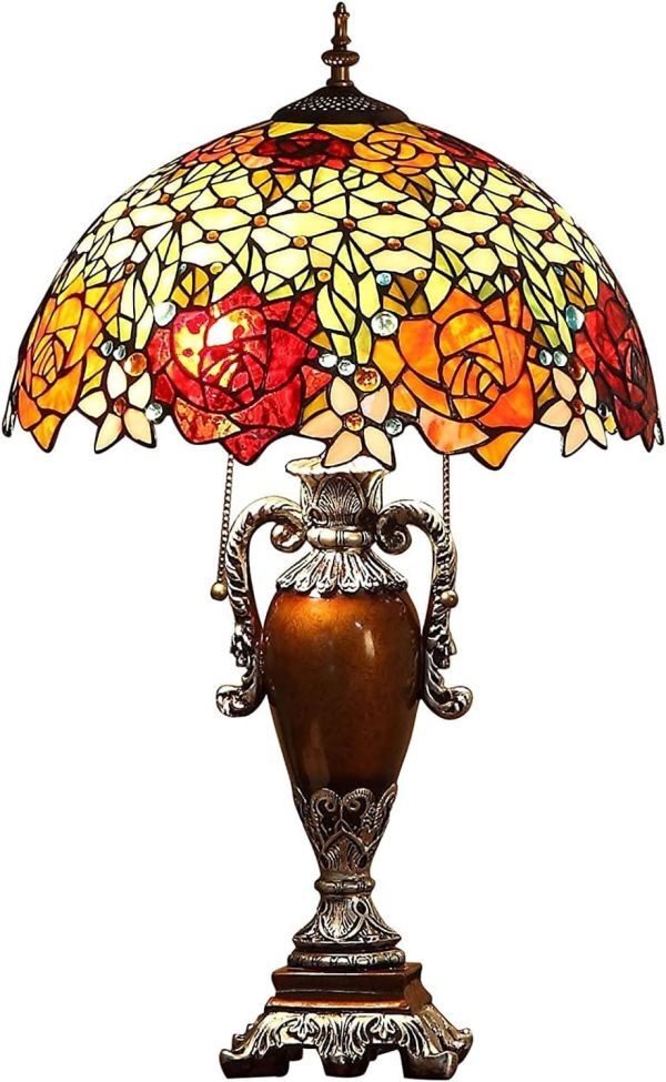 Byeeee ベッドライト プレゼント 照明 薔薇 LED対応 ステンドグラス テーブルランプ テーブルライト スタンドランプ アンティーク拍卖