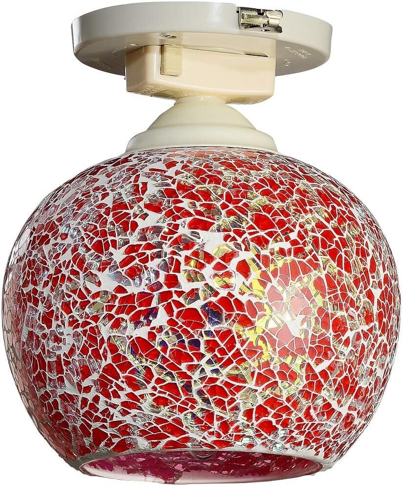 女神のライト北欧 モザイク ステンドグラス 照明器具 天井照明 シーリングライト アンティーク レトロ LED対応 E17【茜色】拍卖