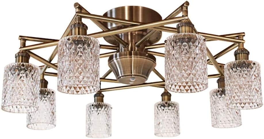 アンプール シーリングライト 照明 おしゃれ シャンデリア 8灯 ガラス 八芒星 明るい LED Loie ロイエ 8C CH 【アンティークゴールド】拍卖