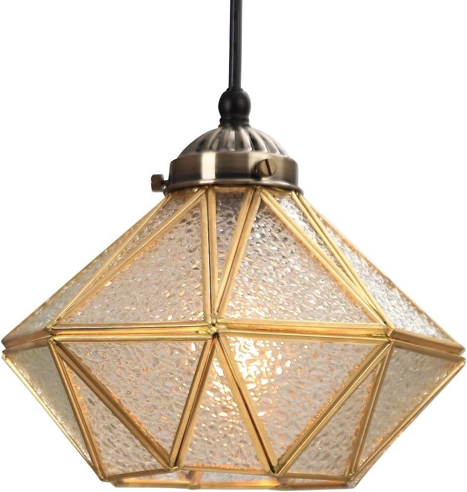 女神のライト ペンダントライト 天井照明 LED ヴィンテージ フロストガラス 型板ガラス シンプル ステンドグラス【ゴールド】拍卖