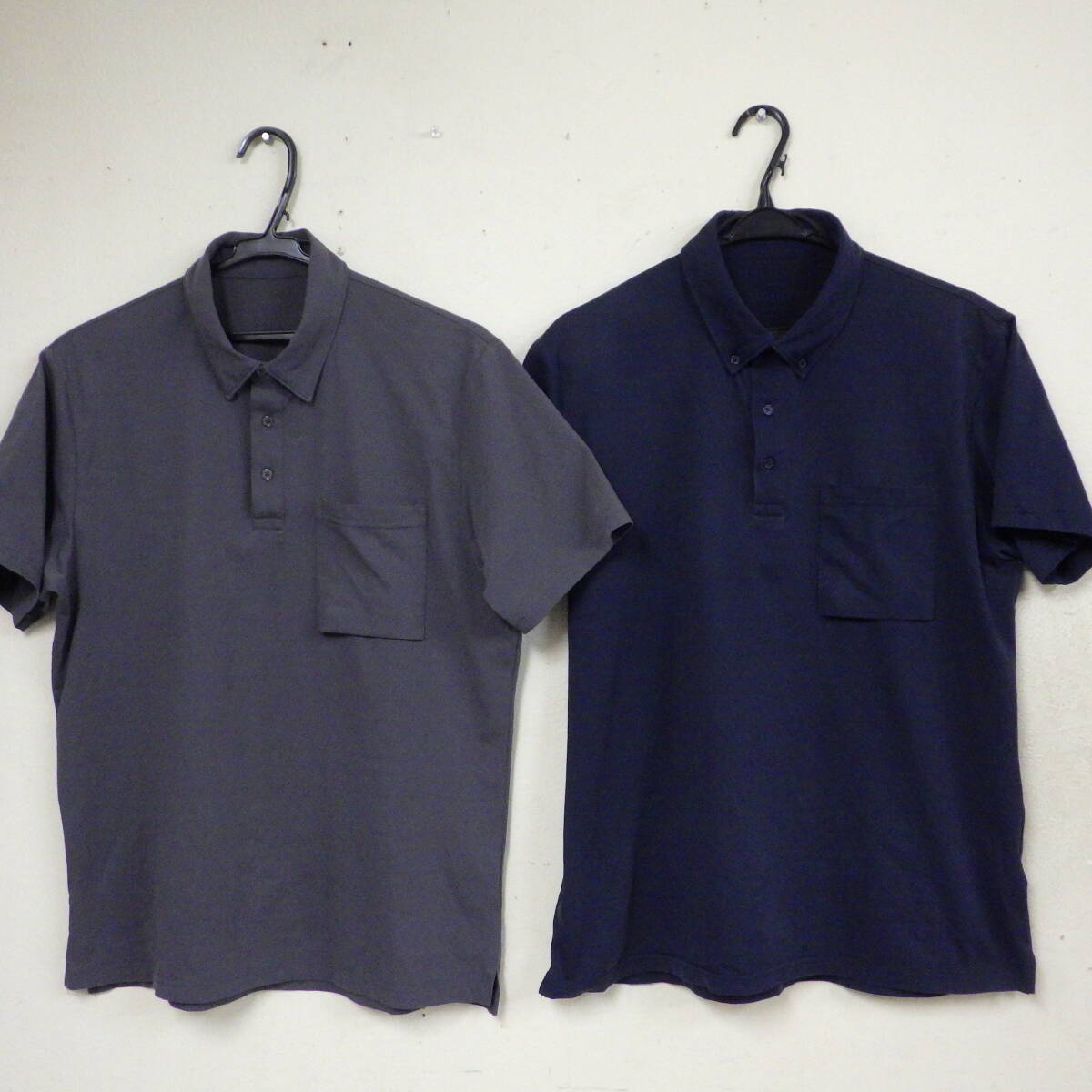 ワークマン JK103 ソロテックス(R)使用 半袖ワークシャツ ボタンダウン ポロシャツ 2点セット サイズ:ネイビーL/グレーM拍卖