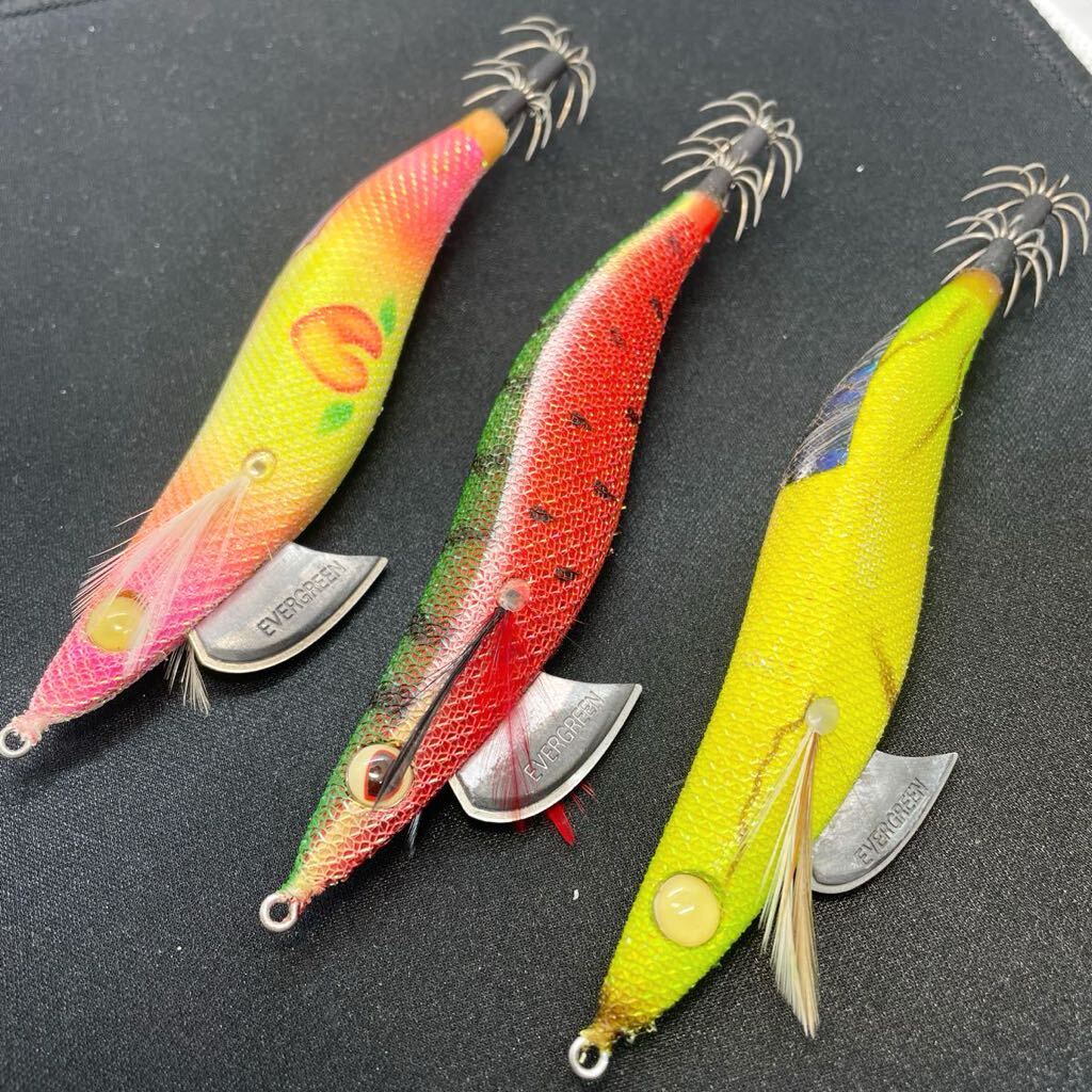 ★美品 送料無料★① エバーグリーン EVERGREEN エギ番長 3.5号 3本セット フルーツ シリーズ チャートバナナ エギング egi アオリイカ 拍卖