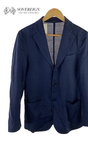 TK 美品 37400円 SOVEREIGN 『透け感のある素晴らしいリネン鹿の子◎』 3Bジャケット 44 ユナイテッドアローズ購入 ソブリン拍卖