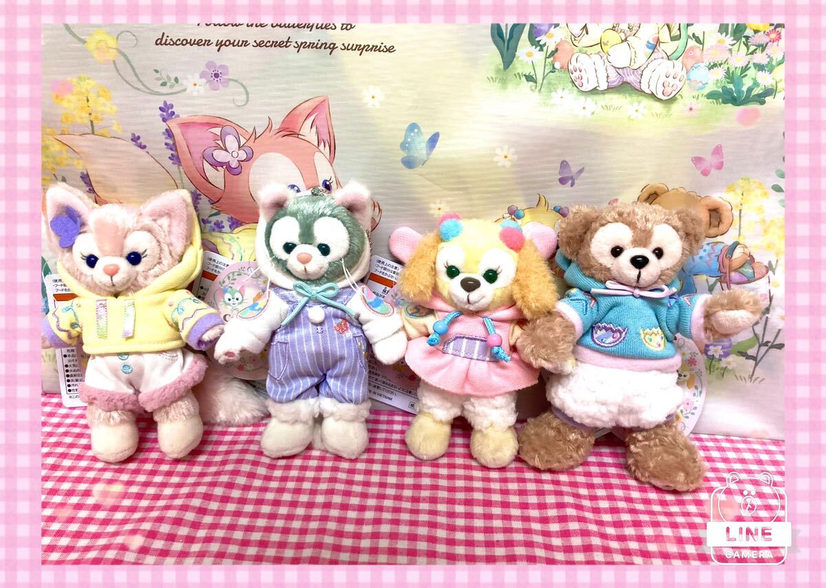 ダッフィークッキーアンジェラトーニリーナベルちゃんぬいぐるみバッヂカムファインドスプリング2024年タグ、値札付き拍卖