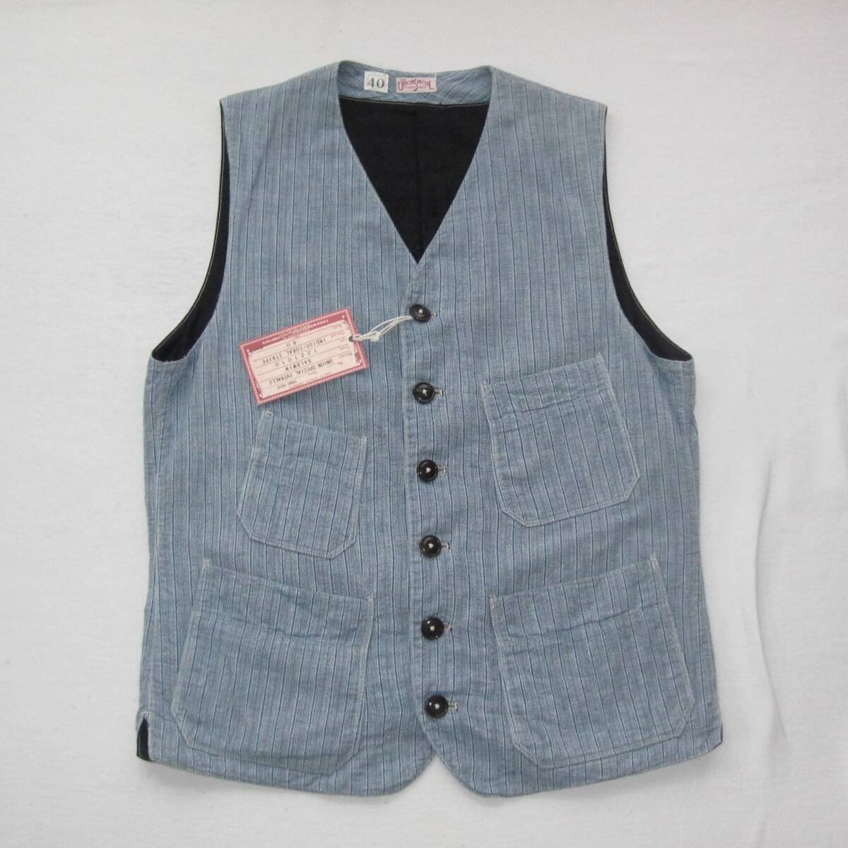 ☆ フリーホイーラーズ BALDWIN ワークベスト (40) INDIGO/CORAL ストライプ拍卖