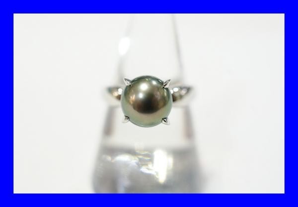 ○新品同様 パール 黒真珠 Pt900 プラチナ 指輪 リング 8.4g RDR1拍卖