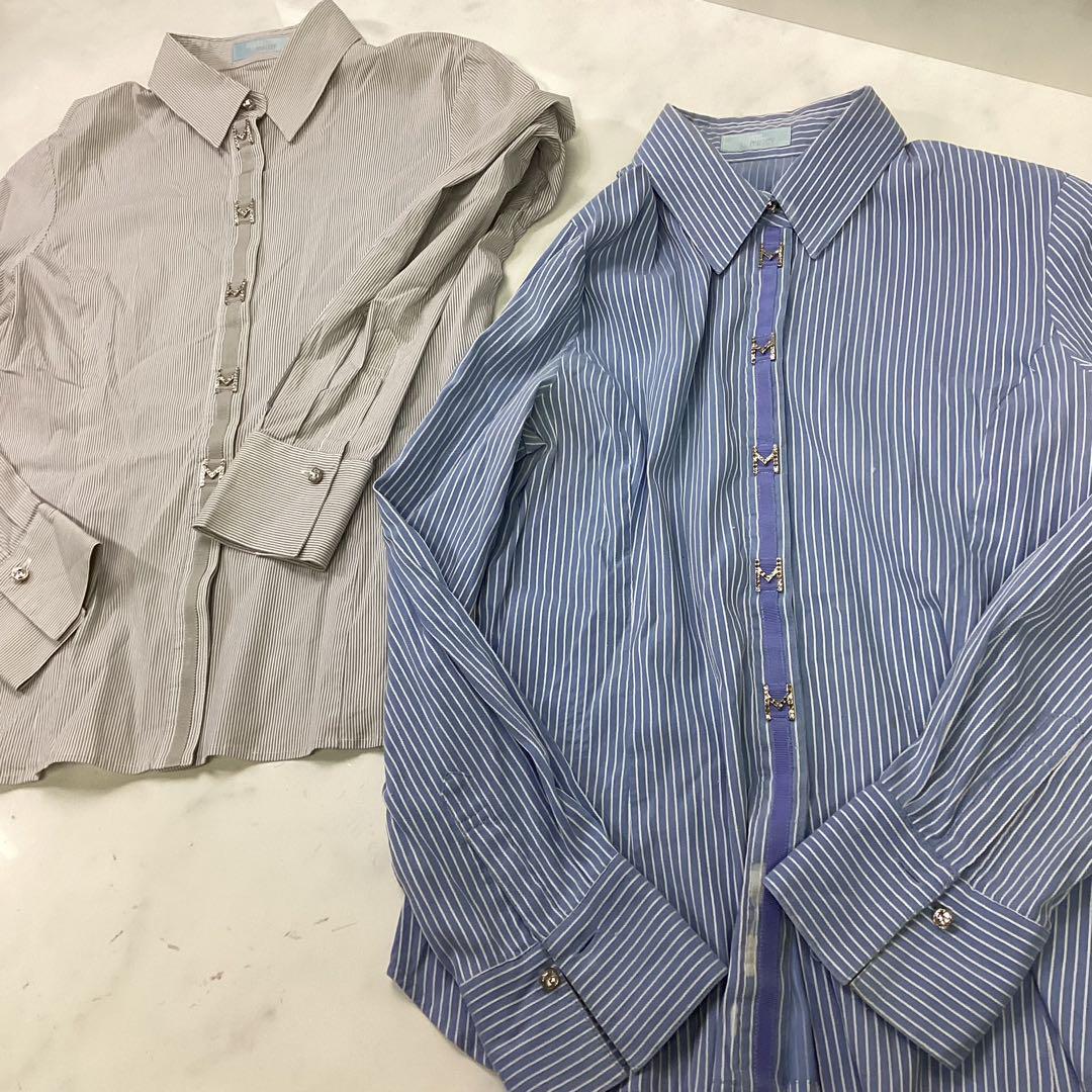 シャツ 同サイズ 2点セット グレー ブルー 汚れあり I-13拍卖