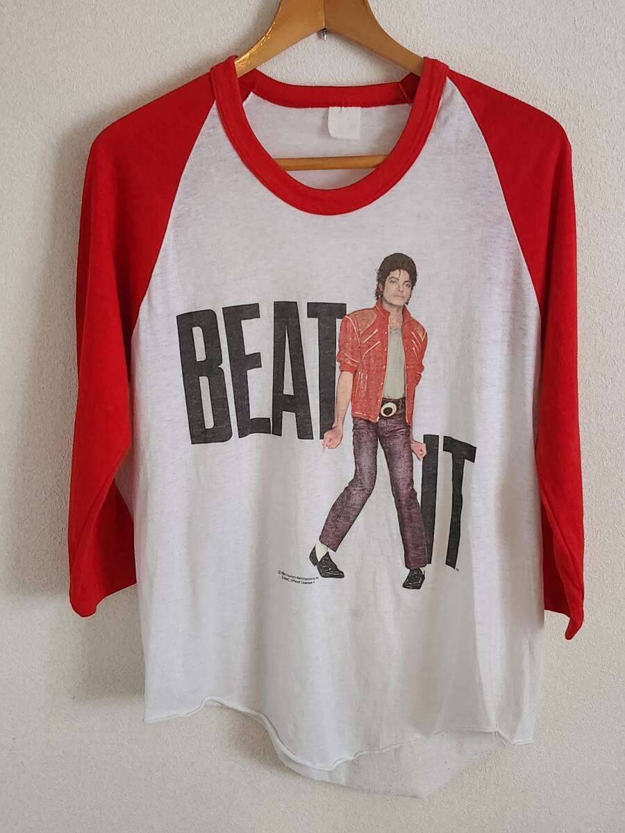 80sマイケルジャクソンBEAT.ITラグランTシャツベースボールTバンドTビンテージオリジナル90s拍卖