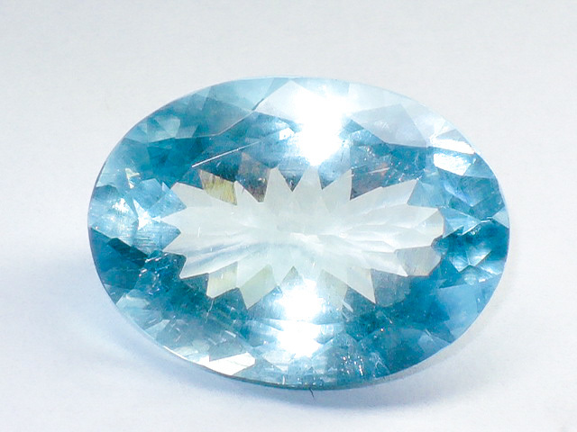 ★アクアマリンブリリアントカット★7.57ct/16.0mm★天然ベリル★オーバル★宝石ソーティング★ルース裸石ケース入れGEMストーン kamesan拍卖