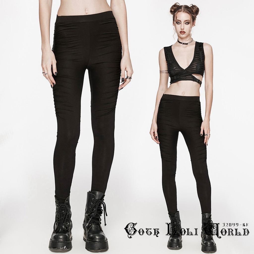 OK-609XCF-BK-M サイドシャーリングコットン レギンス パンツ ゴスロリワールド ゴシック パンク ロック ロリィタ ビジュアル系 V系拍卖