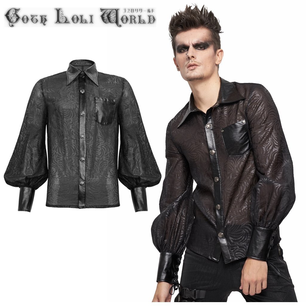 SHT085-L ゴスロリ フェイクレザーシースルードッキング ブラウス ゴスロリワールド ゴシック パンク ロック ビジュアル系 V系拍卖