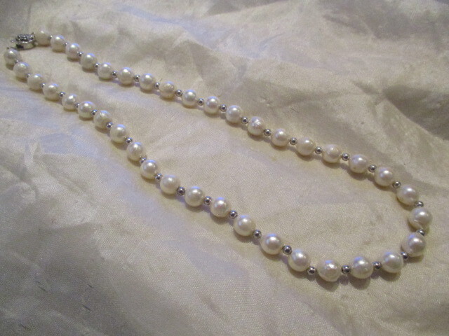 □天然本真珠 あこやパールネックレス ホワイト系ピンク 7㎜ 40㎝ 22,9g 金具SILVER 未使用 フォーマル 入学 卒業式□拍卖
