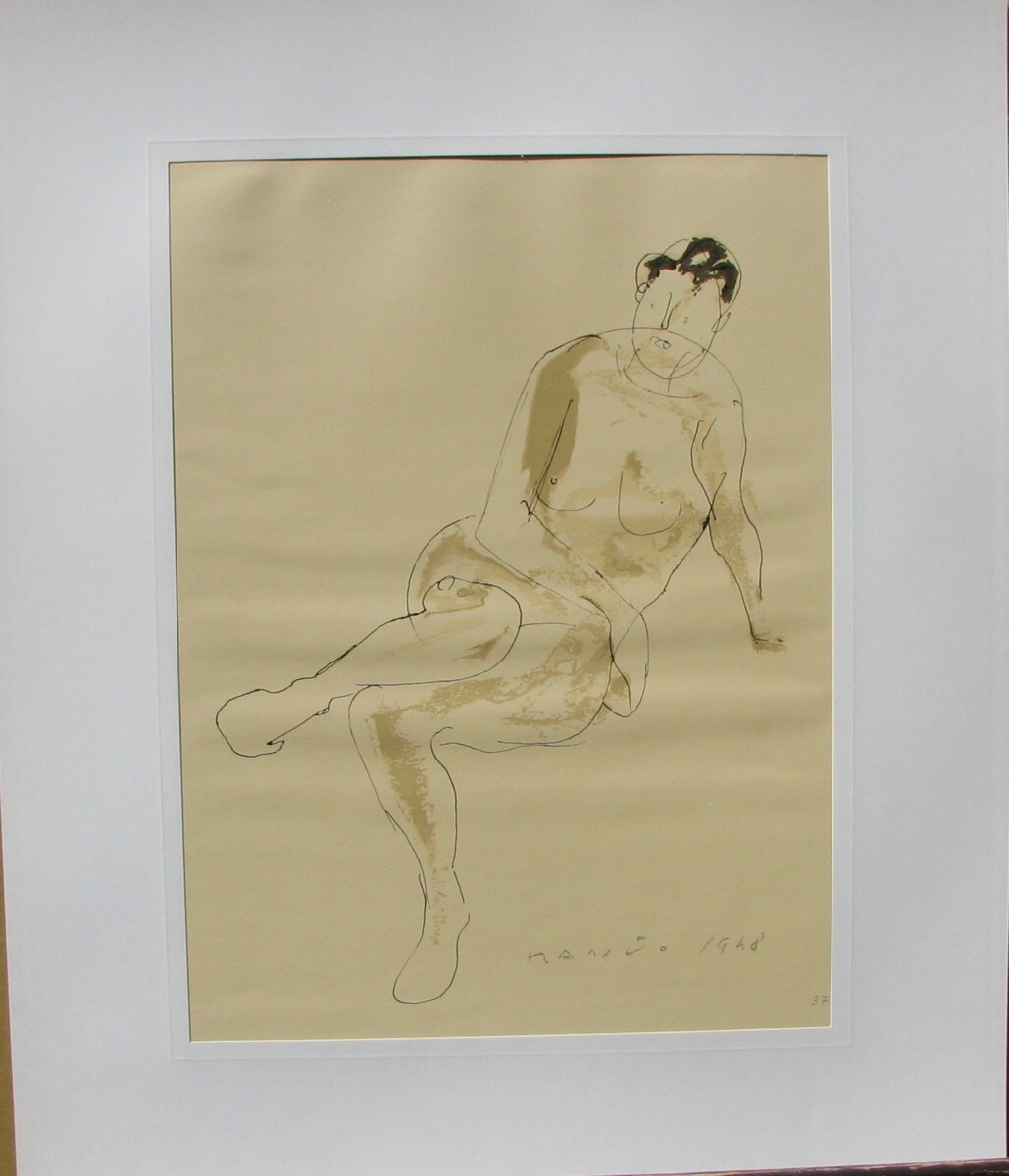 イタリア彫刻界の代表的巨匠,マリノ・マリーニのミクストメディア版画「riposo,1948」シートのみ,HARRY N.ABRAMS版,1968年拍卖