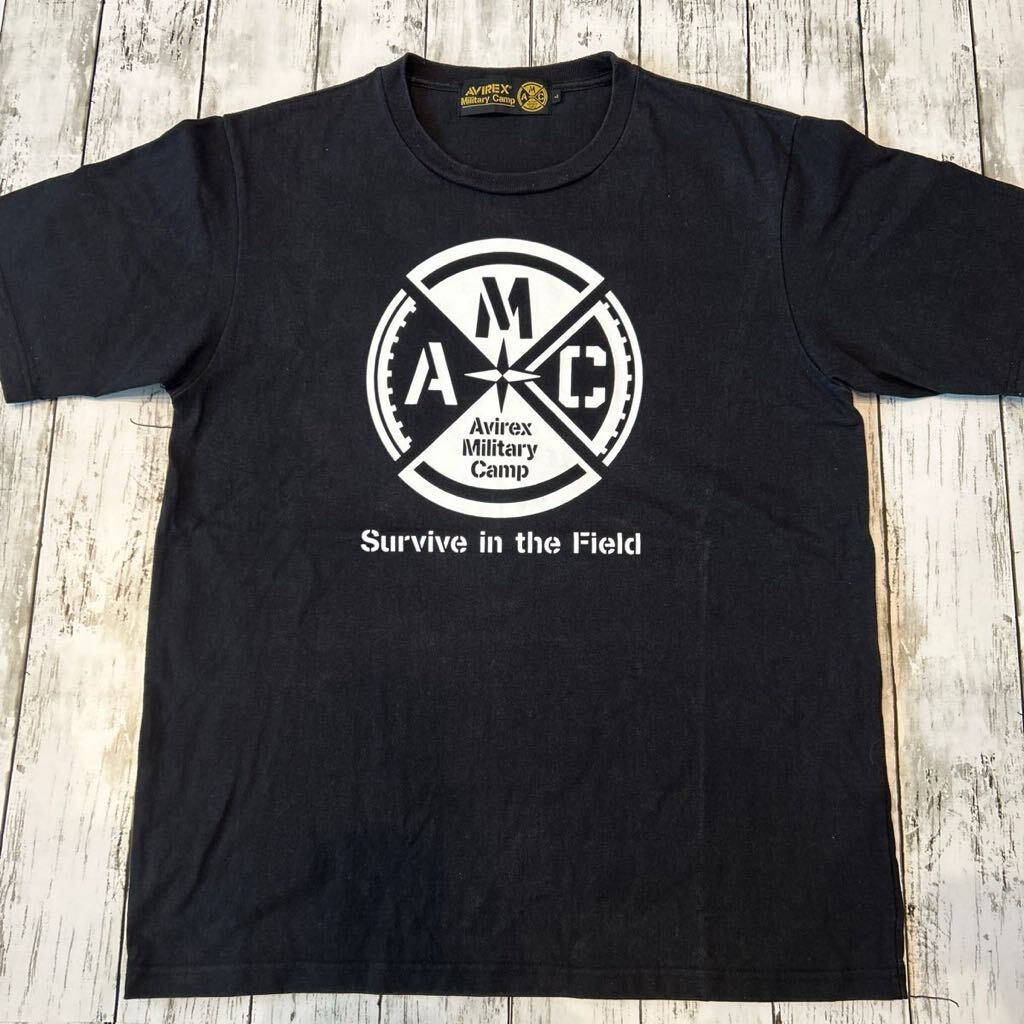 AVIREX Military Camp アヴィレックス Survive in the Field プリント ミリタリー 半袖Tシャツ拍卖